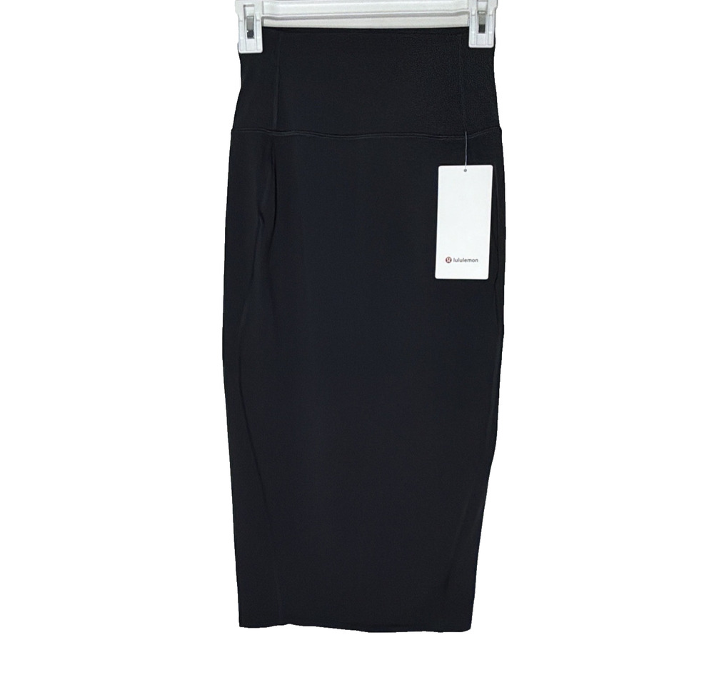 Lululemon Nulu Slim Fit HR Skirt 4 Black Pencil Sporty Stretch High Rise Midi